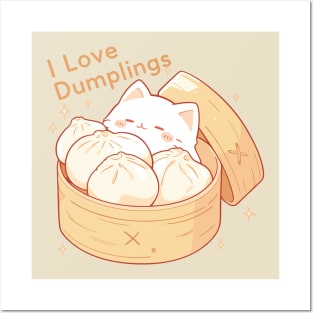 Cat I love Dumplings Posters and Art